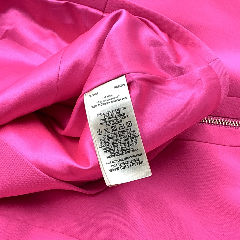 Ted Baker Size 1 US 4 Dress Hot Pink Beaded Neckline Fit Flare Foppar MSRP $325 - Picture 8 of 9